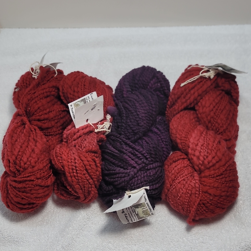 Red and Purple Chunky Yarn Bundle 4 Skeins
